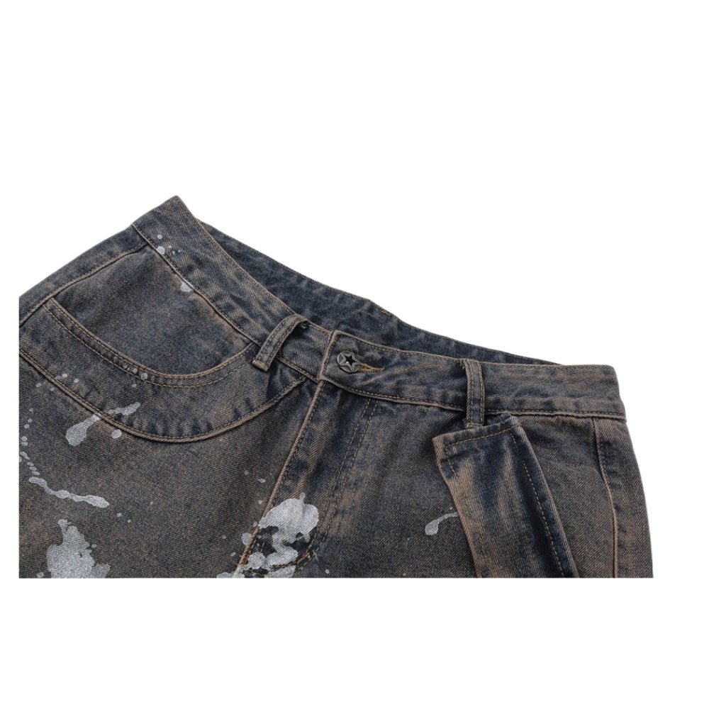 Silver Splatter Cargo Jeans - Thrashink