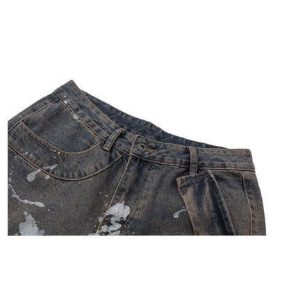 Silver Splatter Cargo Jeans - Thrashink