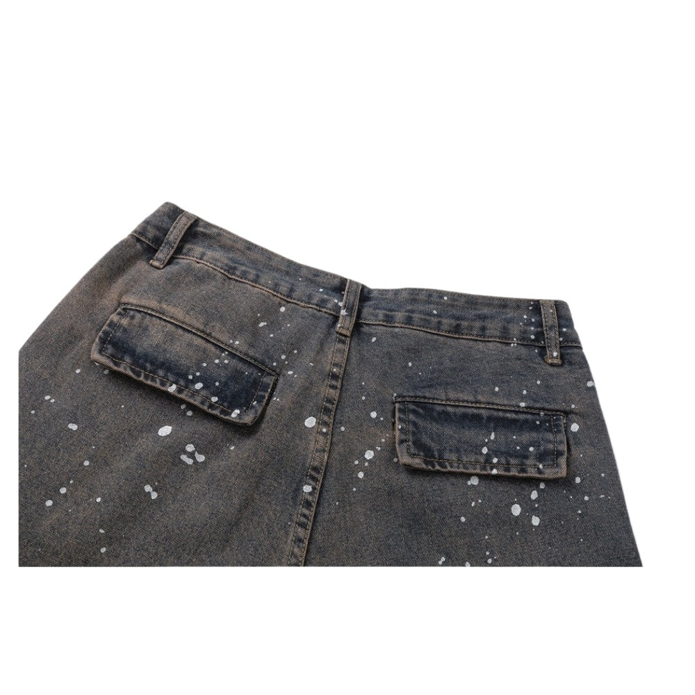 Silver Splatter Cargo Jeans - Thrashink