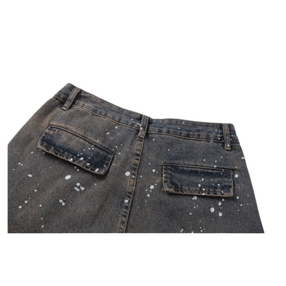 Silver Splatter Cargo Jeans - Thrashink
