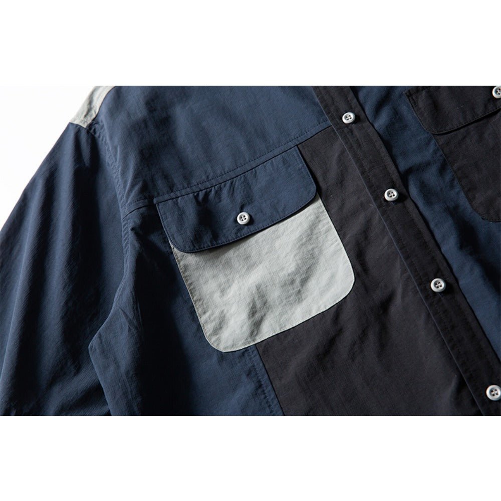 Simple Color Patch Shirt - Thrashink