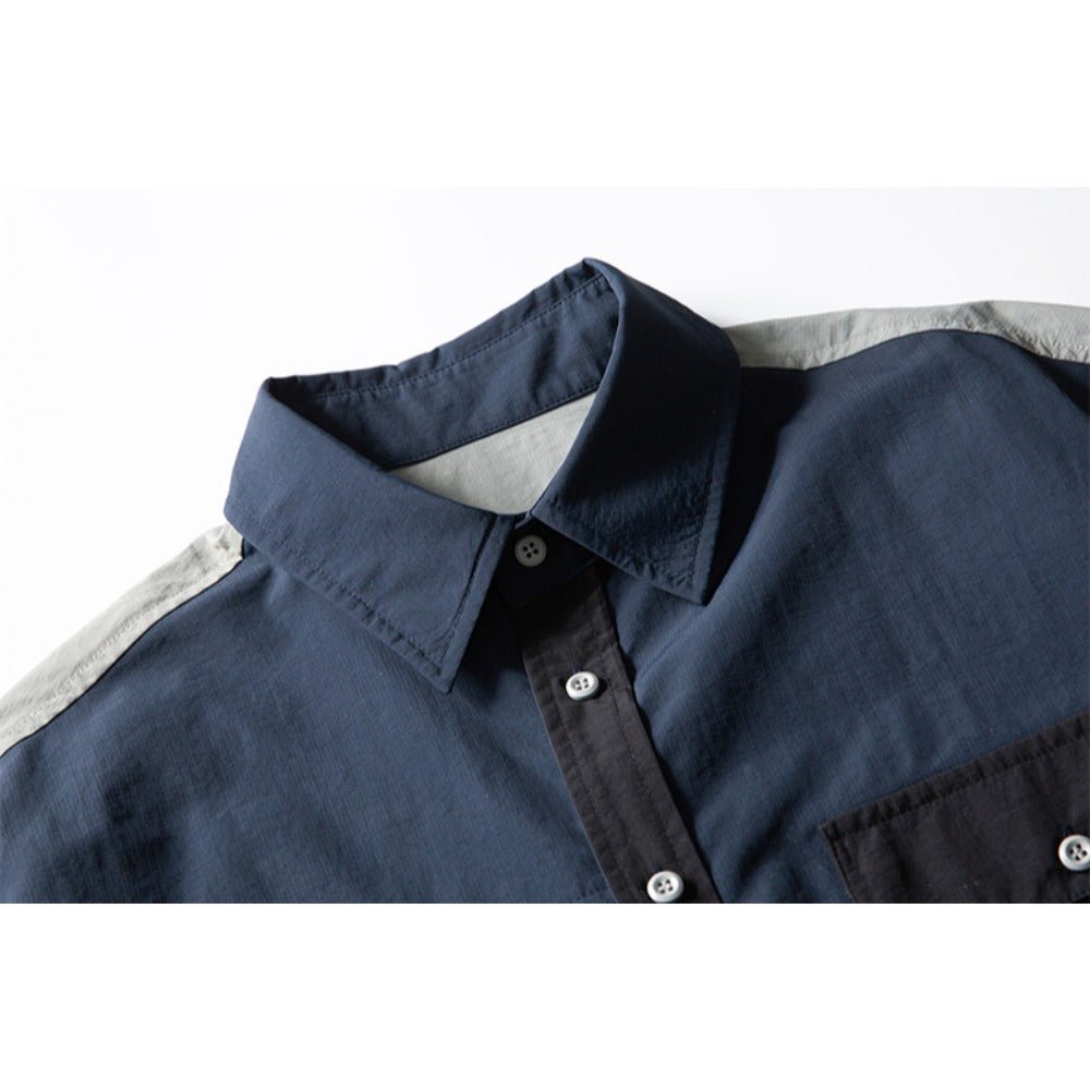 Simple Color Patch Shirt - Thrashink