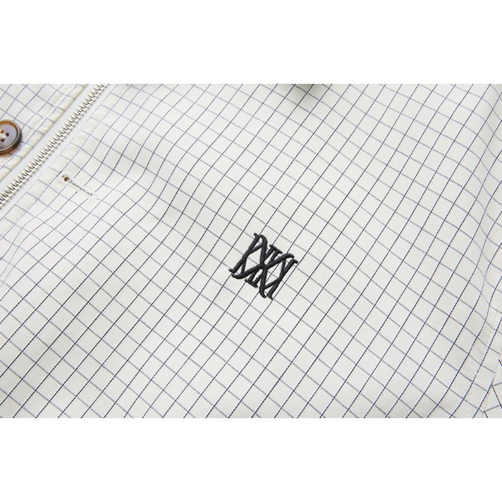 Simple Contrast Collar Plaid Jacket - Thrashink