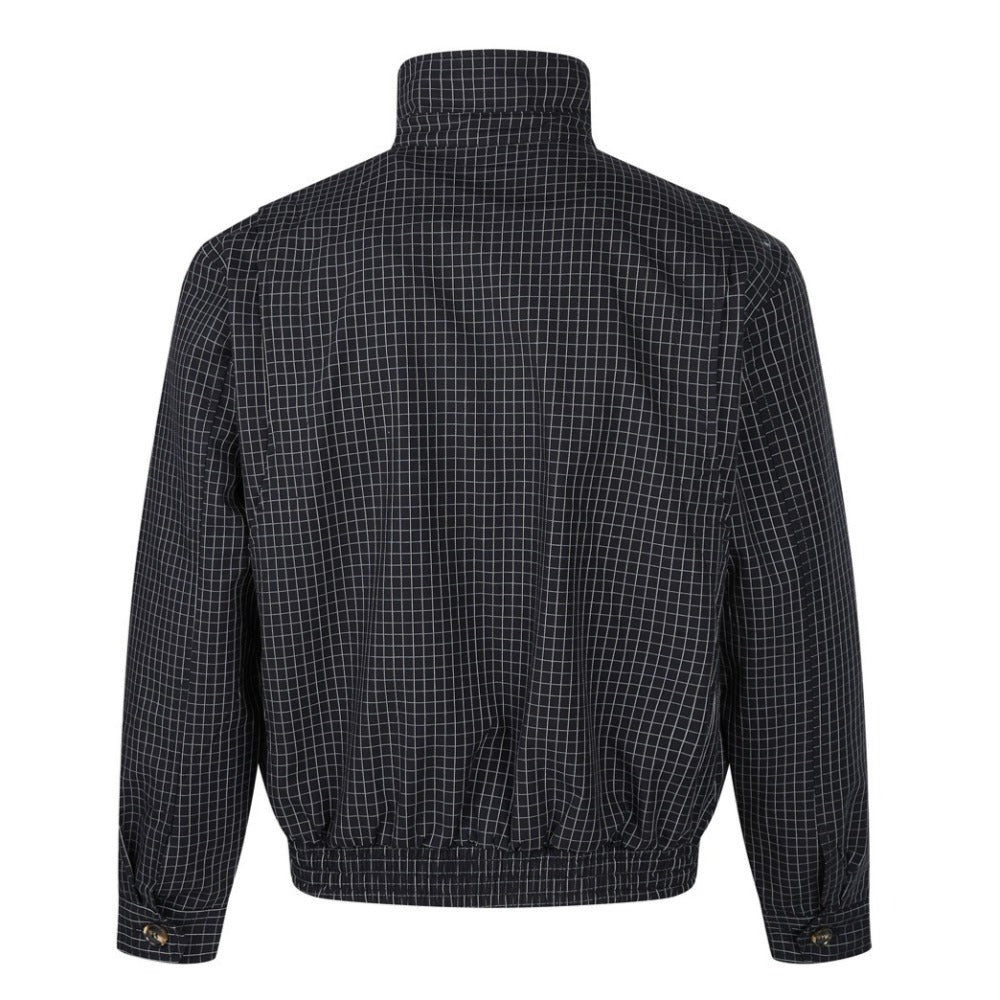 Simple Contrast Collar Plaid Jacket - Thrashink