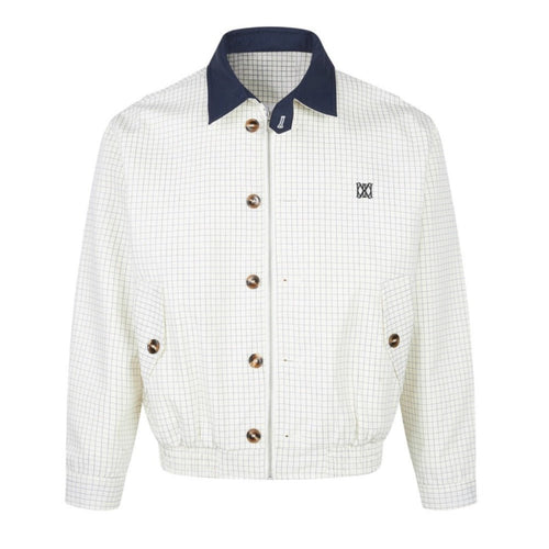 Simple Contrast Collar Plaid Jacket - Thrashink