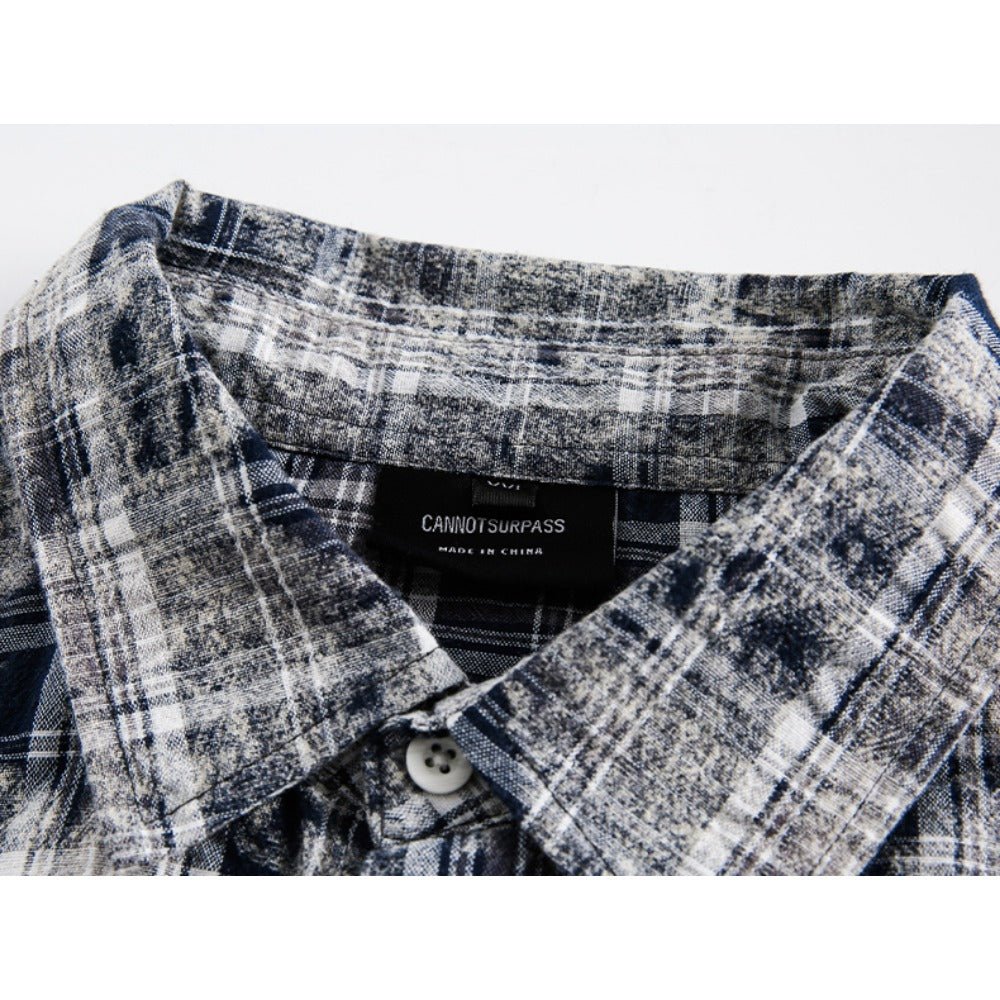 Simple Hem Paneled Plaid Shirt - Thrashink