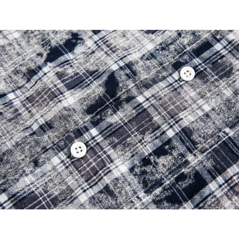 Simple Hem Paneled Plaid Shirt - Thrashink