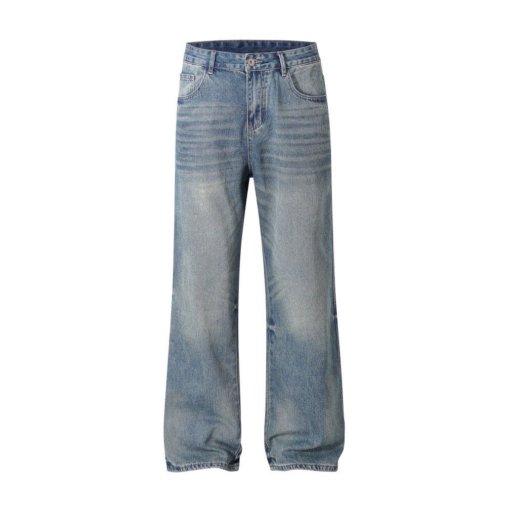 Simple Washed Distressed Jeans - Thrashink