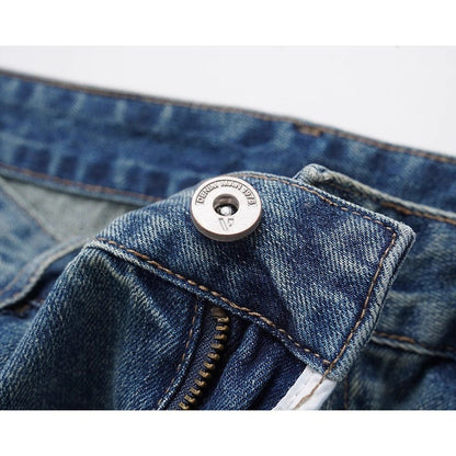 Simple Washed Distressed Jeans - Thrashink