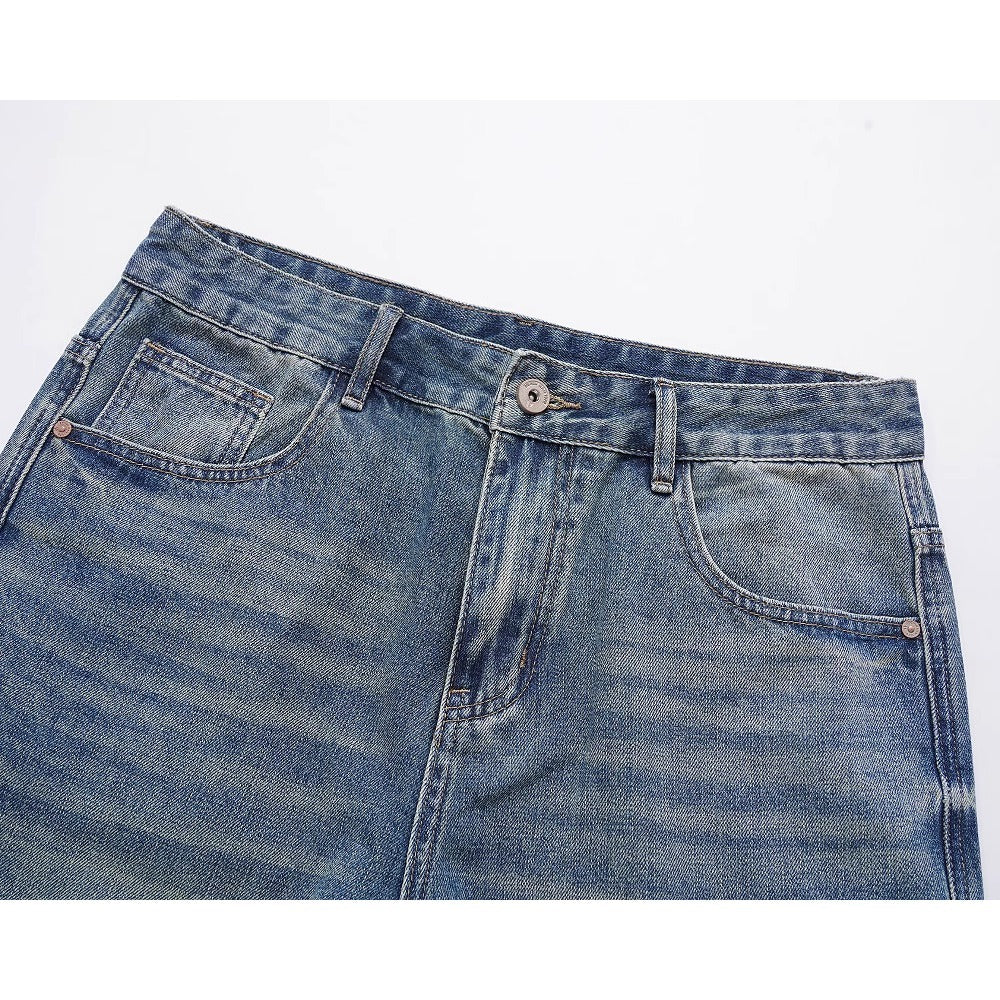 Simple Washed Distressed Jeans - Thrashink