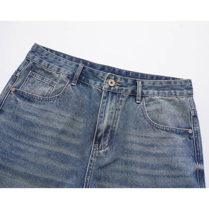 Simple Washed Distressed Jeans - Thrashink