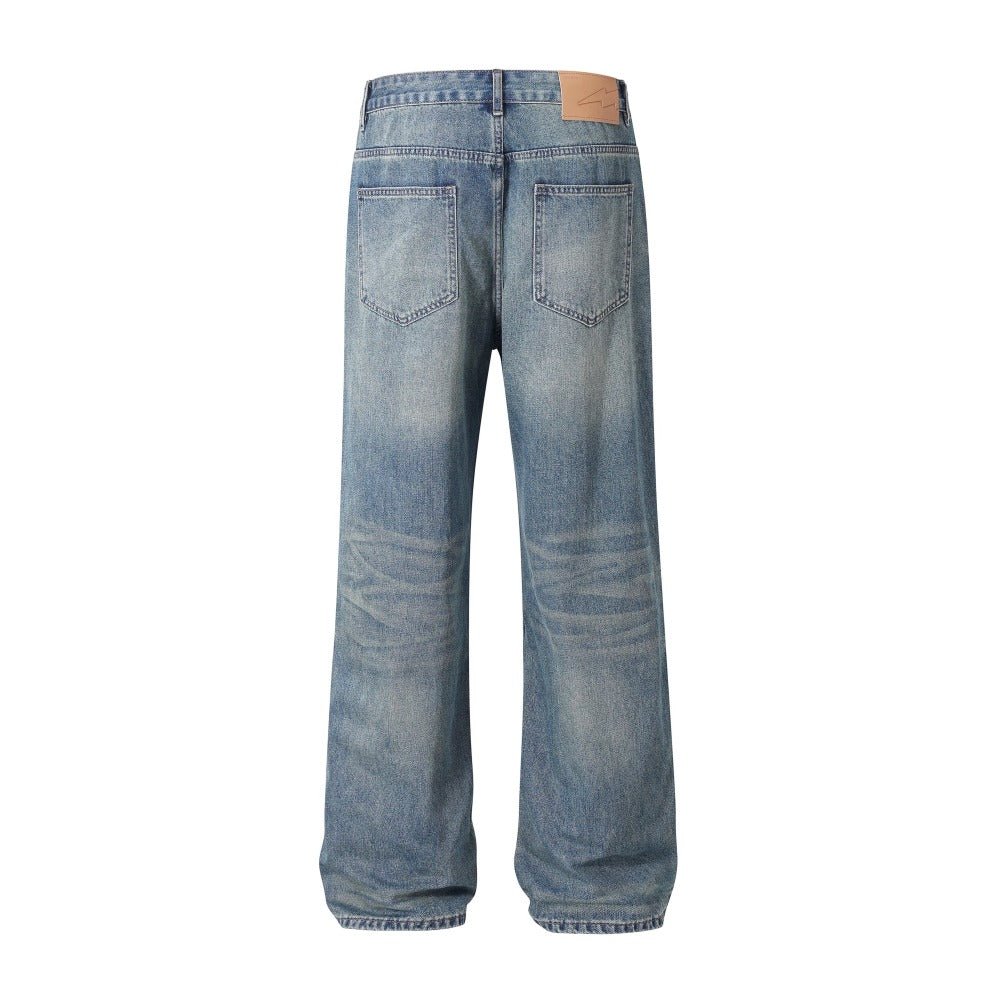 Simple Washed Distressed Jeans - Thrashink