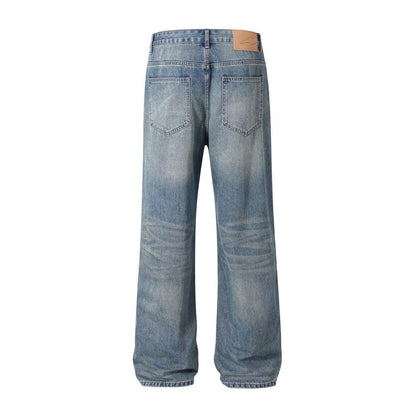 Simple Washed Distressed Jeans - Thrashink