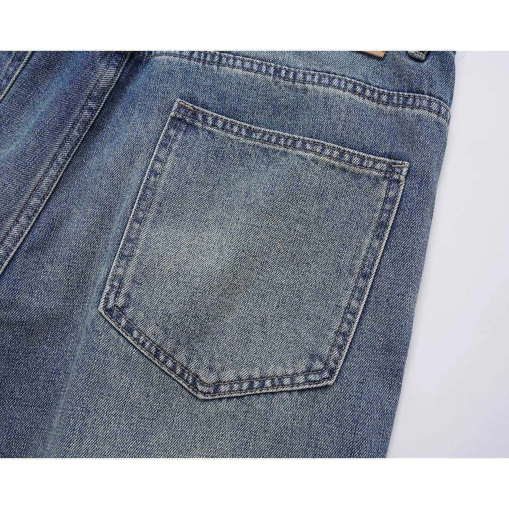 Simple Washed Distressed Jeans - Thrashink