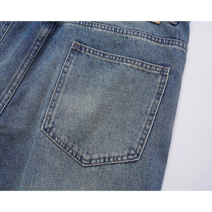 Simple Washed Distressed Jeans - Thrashink
