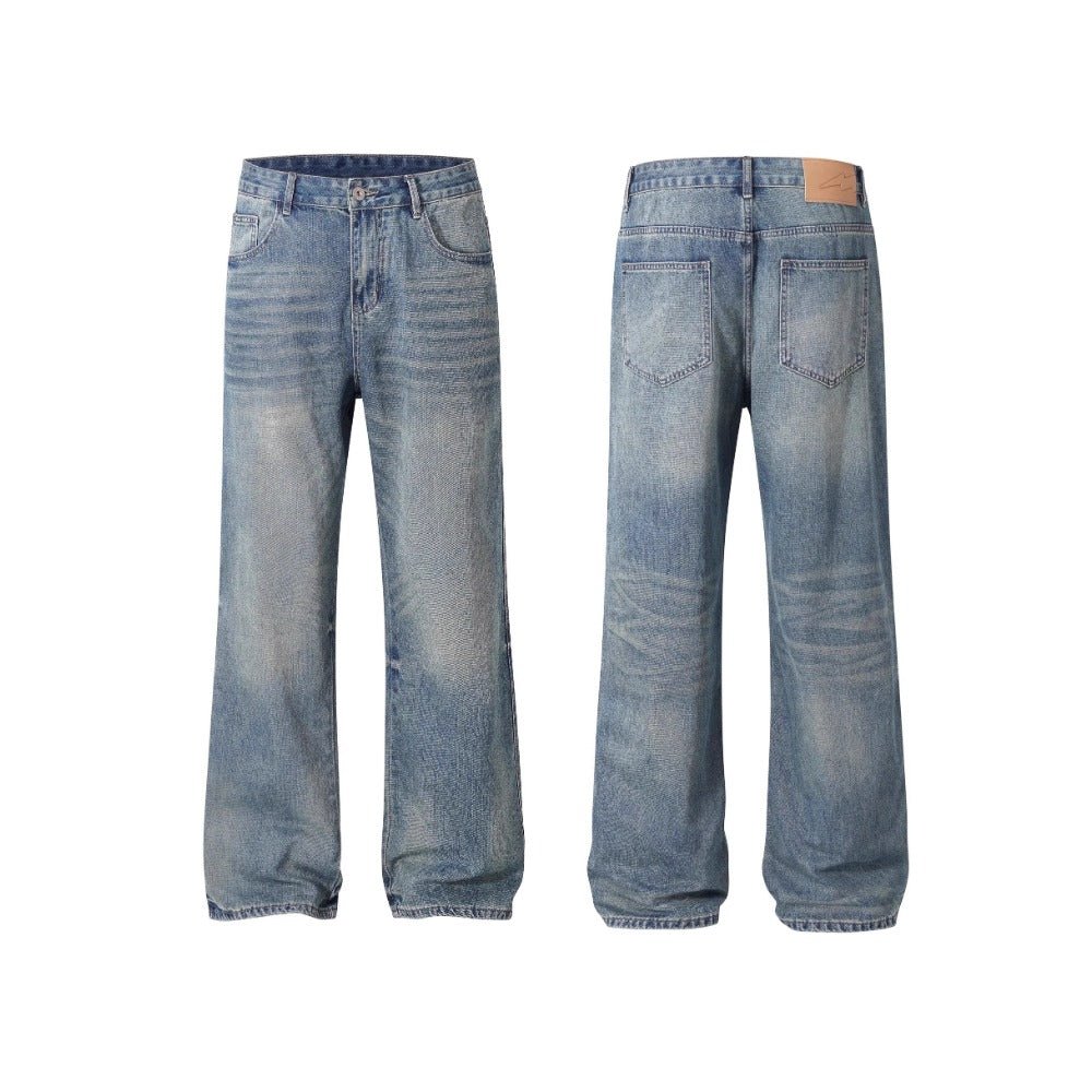 Simple Washed Distressed Jeans - Thrashink