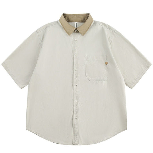 Simple Washed Workwear Shirt - Thrashink