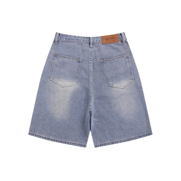 Snacks Embroidery Bermuda Denim Shorts - Thrashink