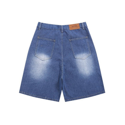 Snacks Embroidery Bermuda Denim Shorts - Thrashink