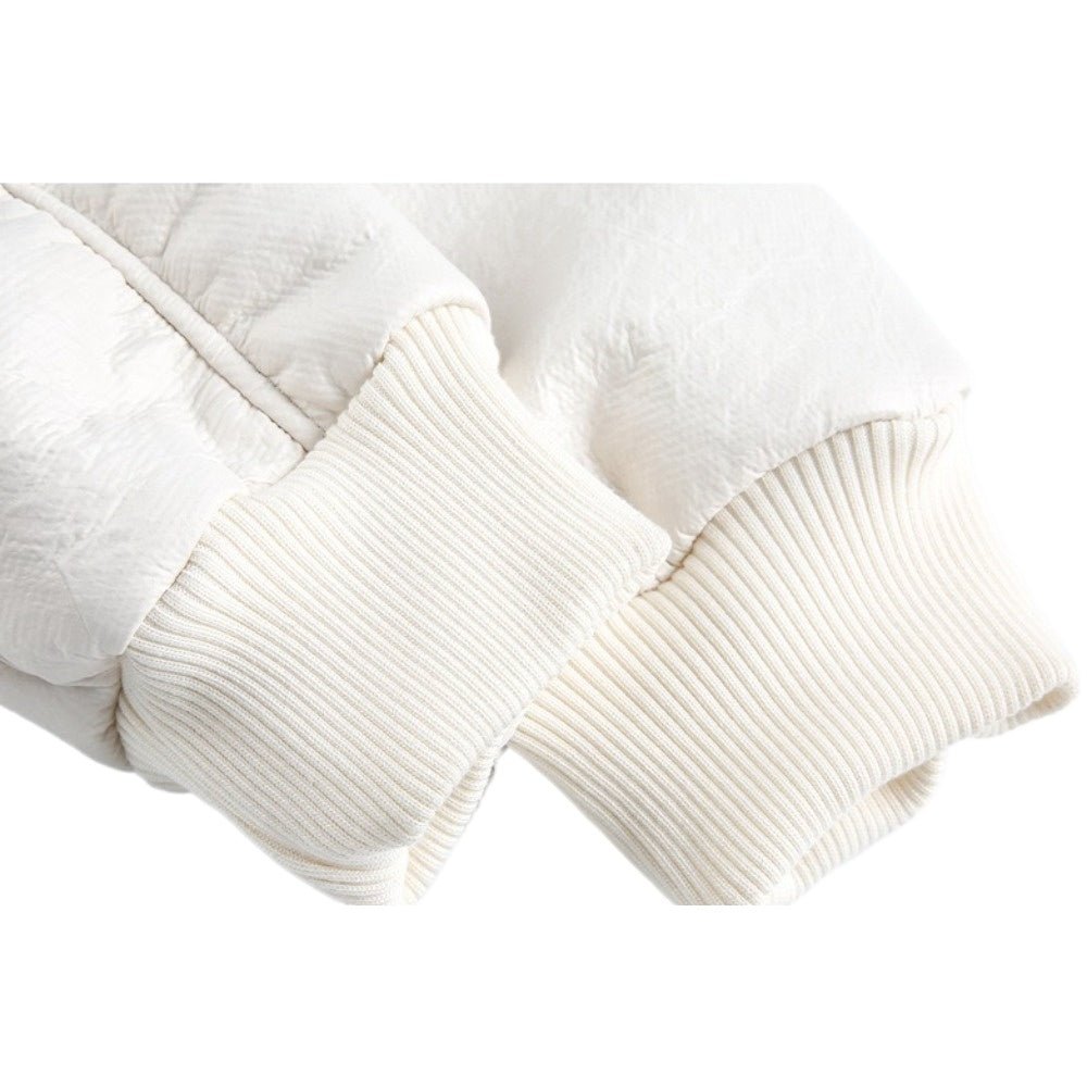 Solid Color Faux Leather Bomber Jacket - Thrashink