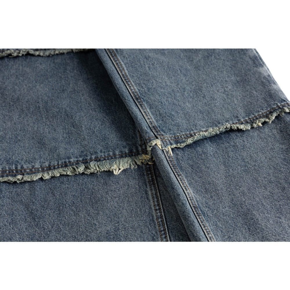 Split Raw Edge Frayed Jeans - Thrashink