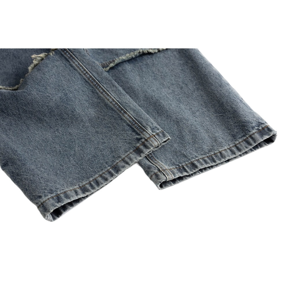Split Raw Edge Frayed Jeans - Thrashink