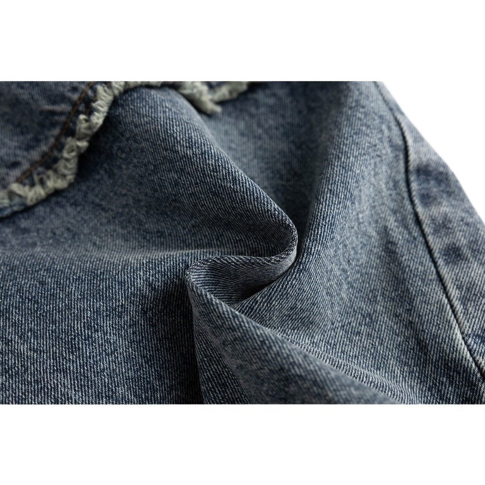 Split Raw Edge Frayed Jeans - Thrashink