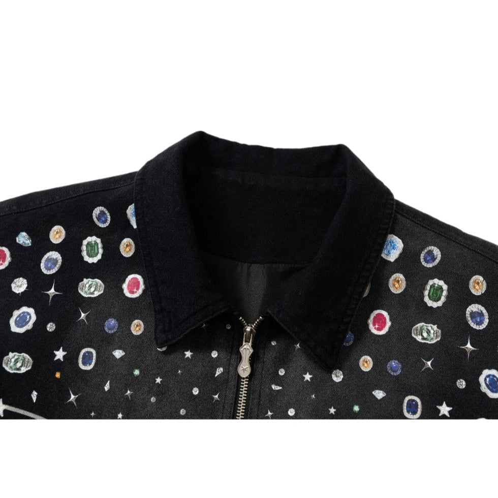 Spray Dyed Ombre Jewel Print Jacket - Thrashink