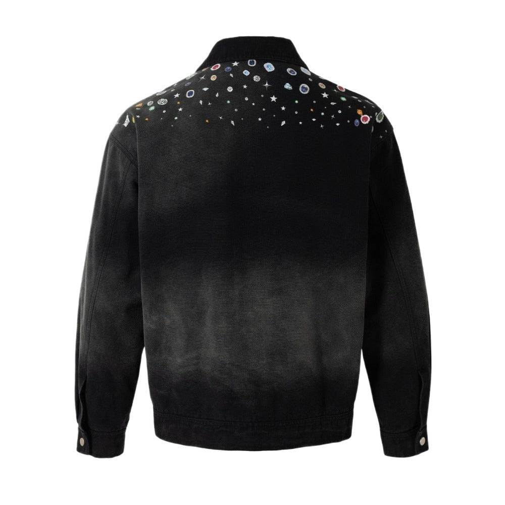 Spray Dyed Ombre Jewel Print Jacket - Thrashink