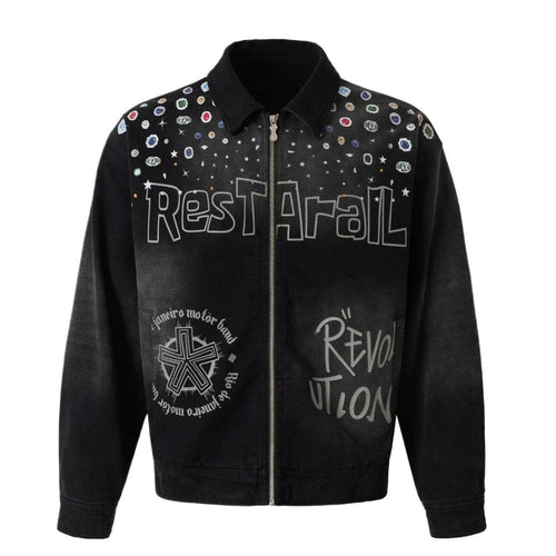 Spray Dyed Ombre Jewel Print Jacket - Thrashink