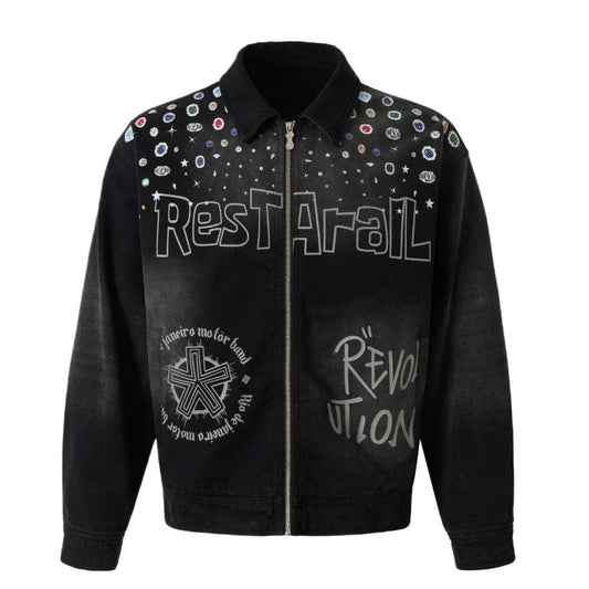 Spray Dyed Ombre Jewel Print Jacket - Thrashink