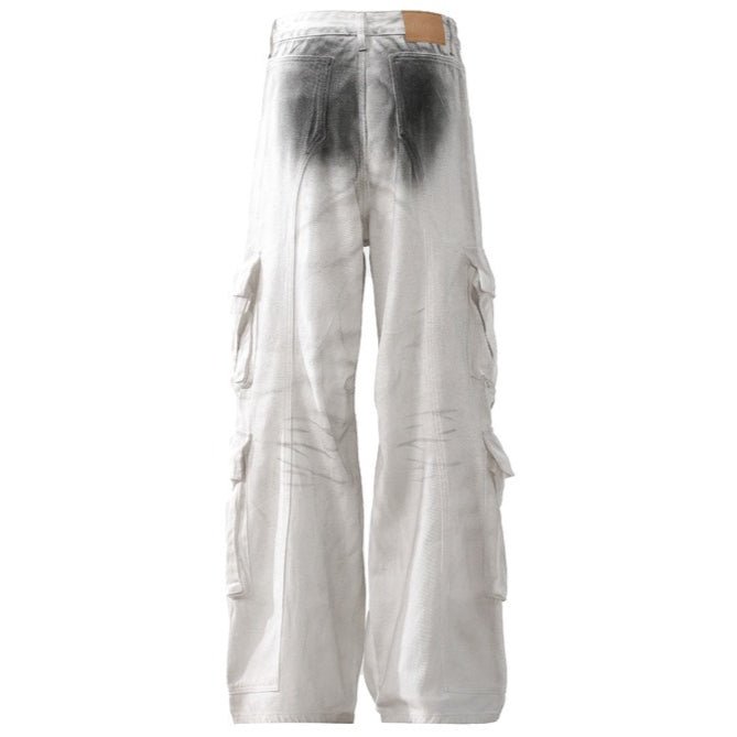 Spray Paint Wide - Leg Cargo Jeans - Thrashink