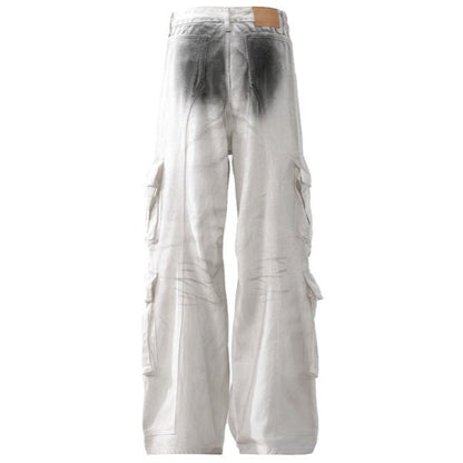 Spray Paint Wide - Leg Cargo Jeans - Thrashink