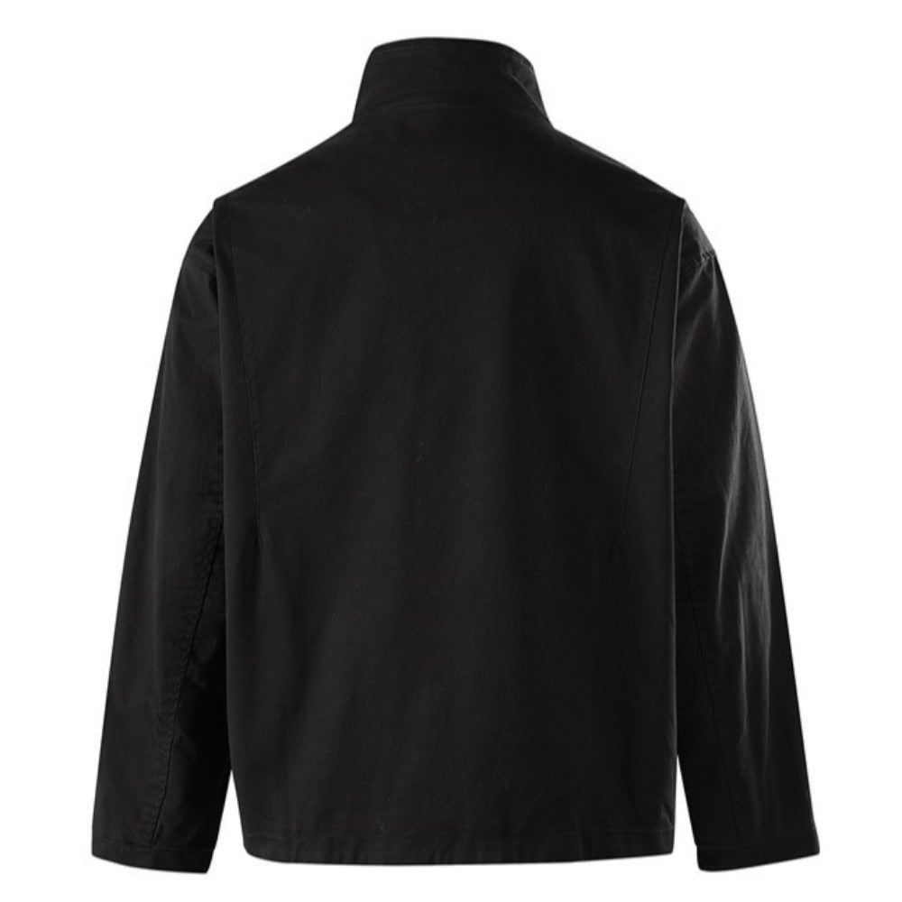 Stand - up Collar Rivet - decorated Workwear Jacket - Thrashink