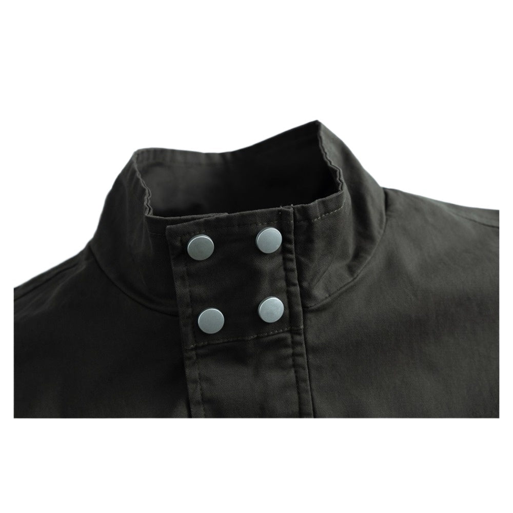 Stand - up Collar Rivet - decorated Workwear Jacket - Thrashink