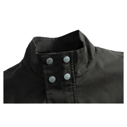 Stand - up Collar Rivet - decorated Workwear Jacket - Thrashink