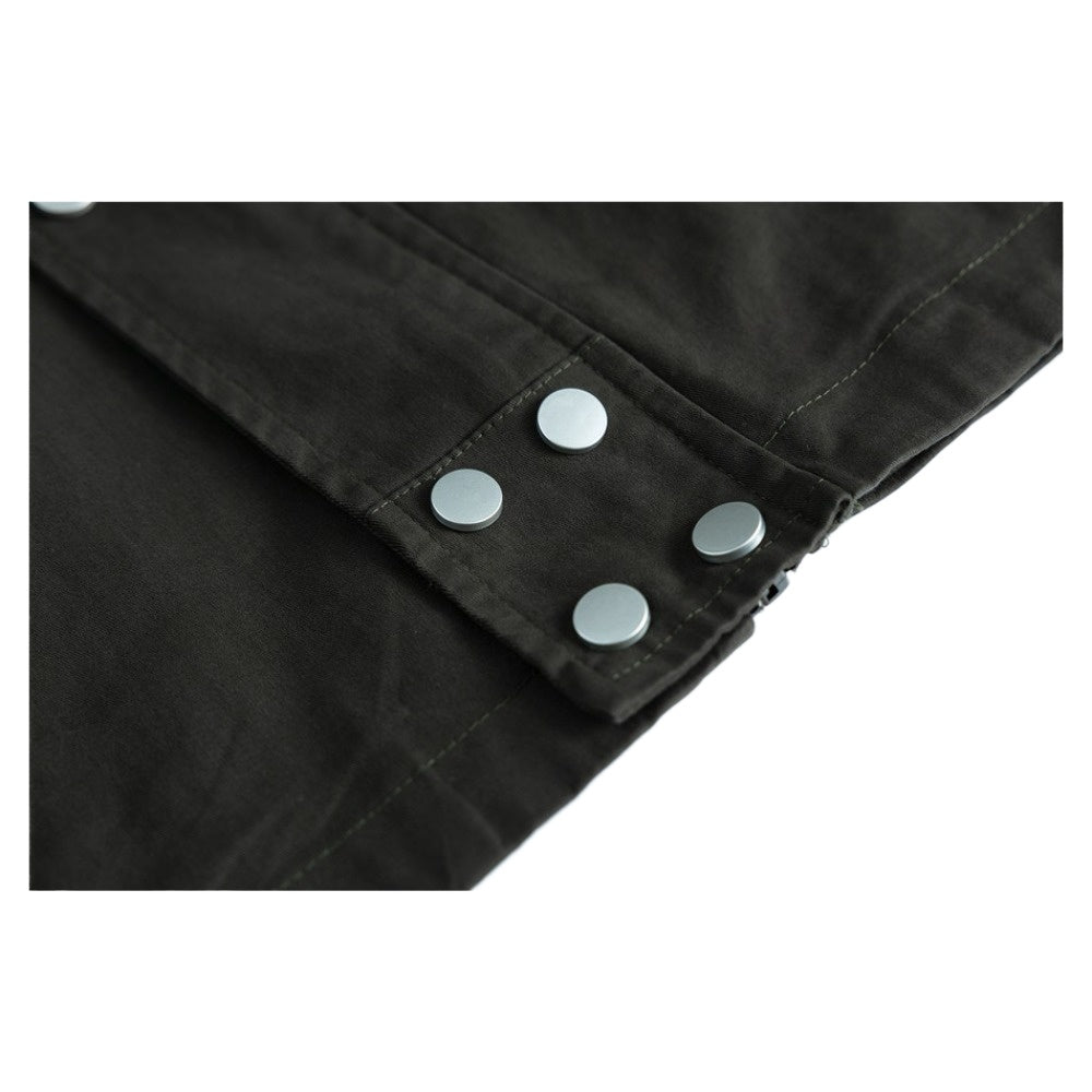 Stand - up Collar Rivet - decorated Workwear Jacket - Thrashink