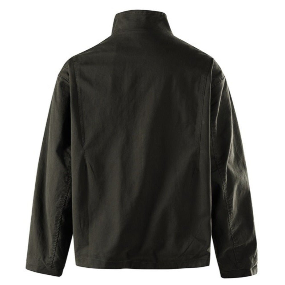 Stand - up Collar Rivet - decorated Workwear Jacket - Thrashink