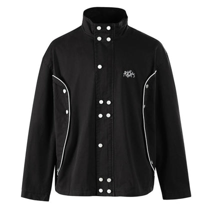 Stand - up Collar Rivet - decorated Workwear Jacket - Thrashink