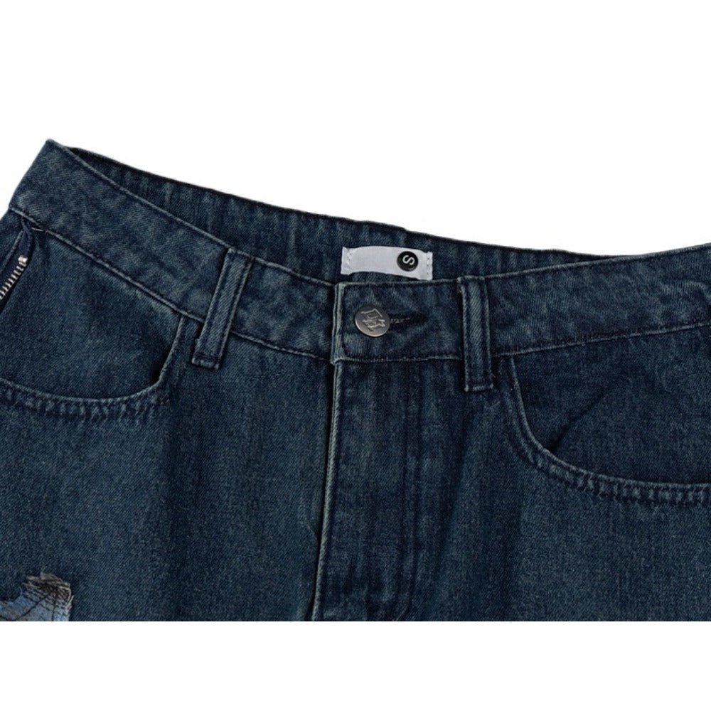 Star Embroidered Belted Jeans - Thrashink