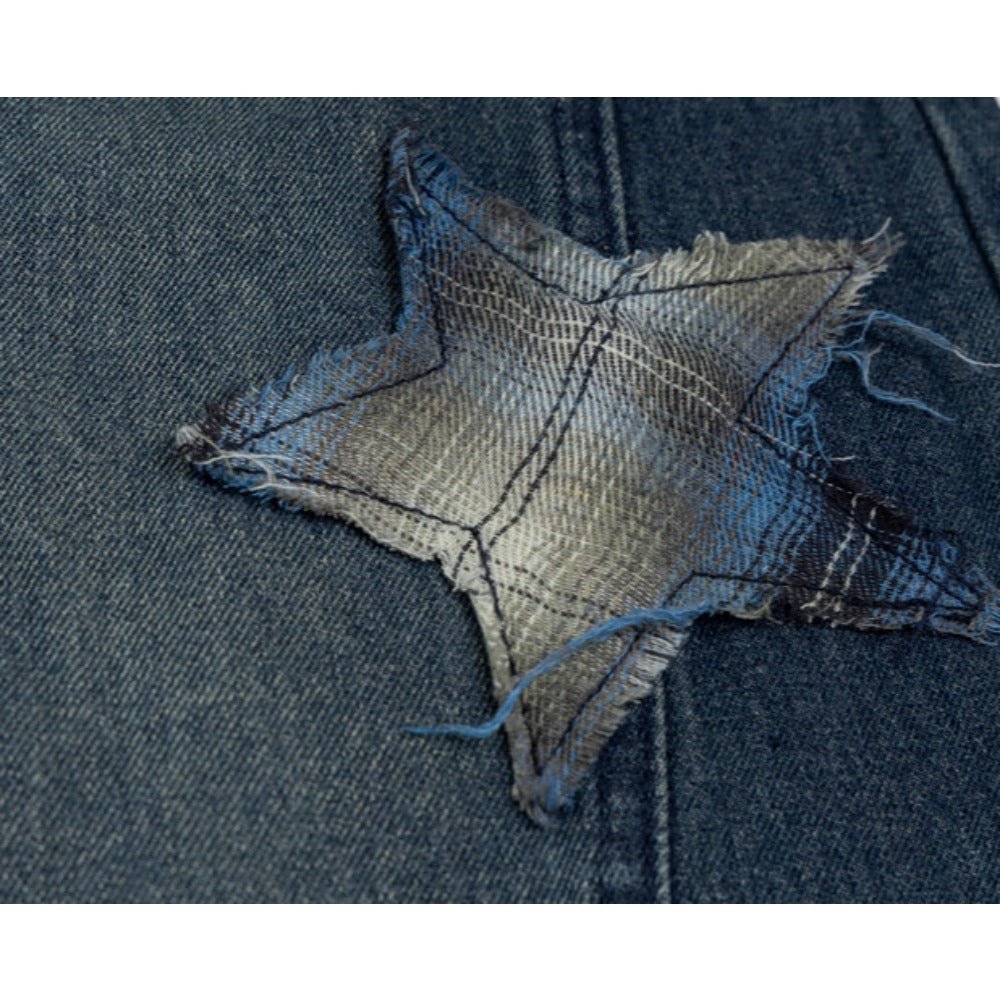 Star Embroidered Belted Jeans - Thrashink