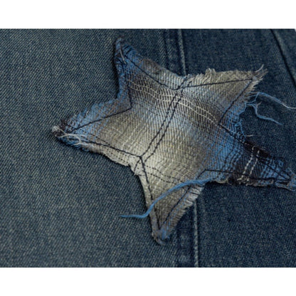 Star Embroidered Belted Jeans - Thrashink