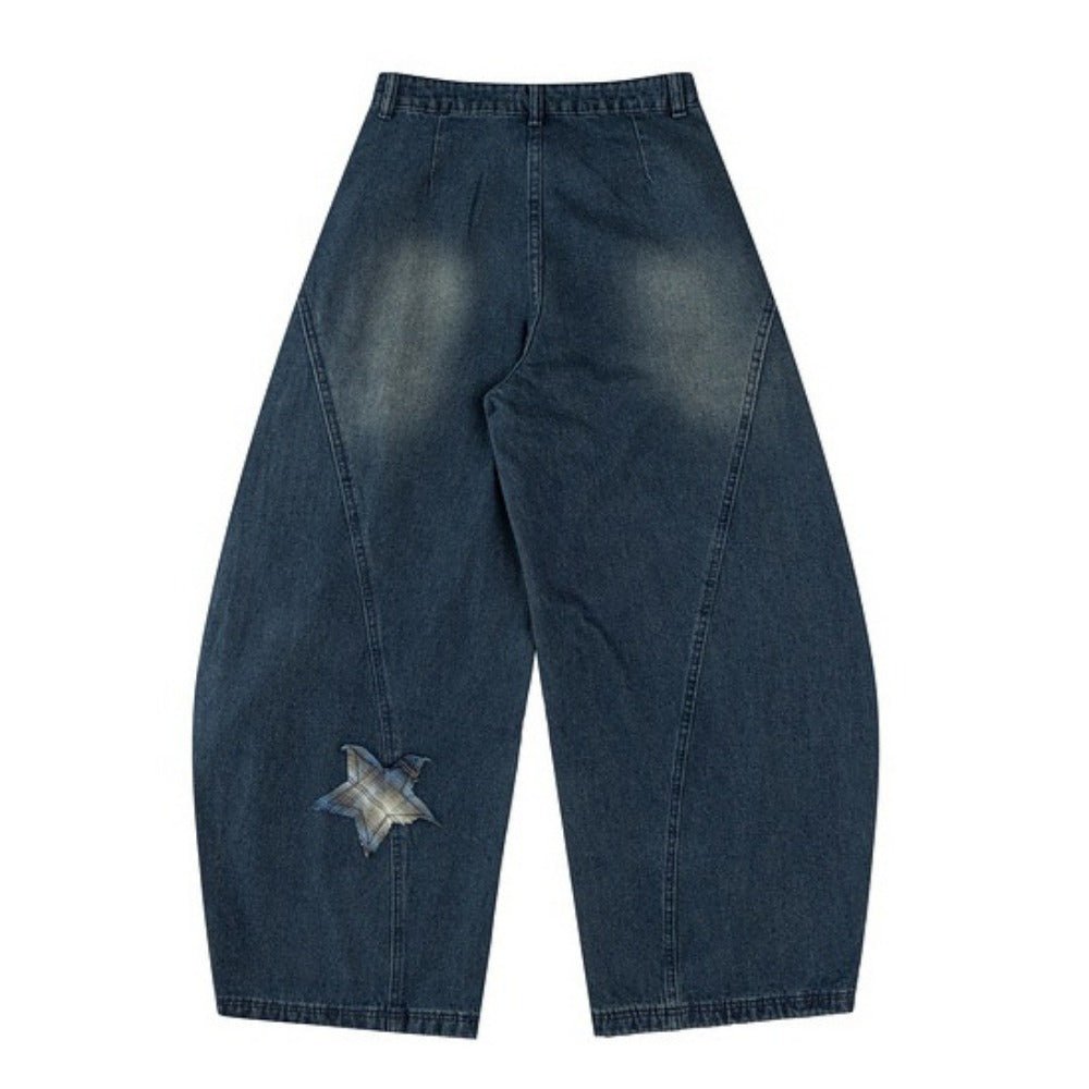 Star Embroidered Belted Jeans - Thrashink