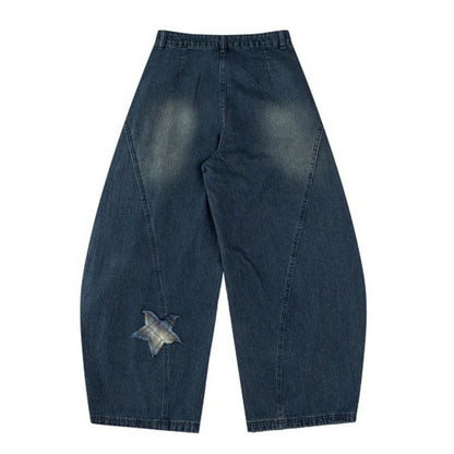 Star Embroidered Belted Jeans - Thrashink