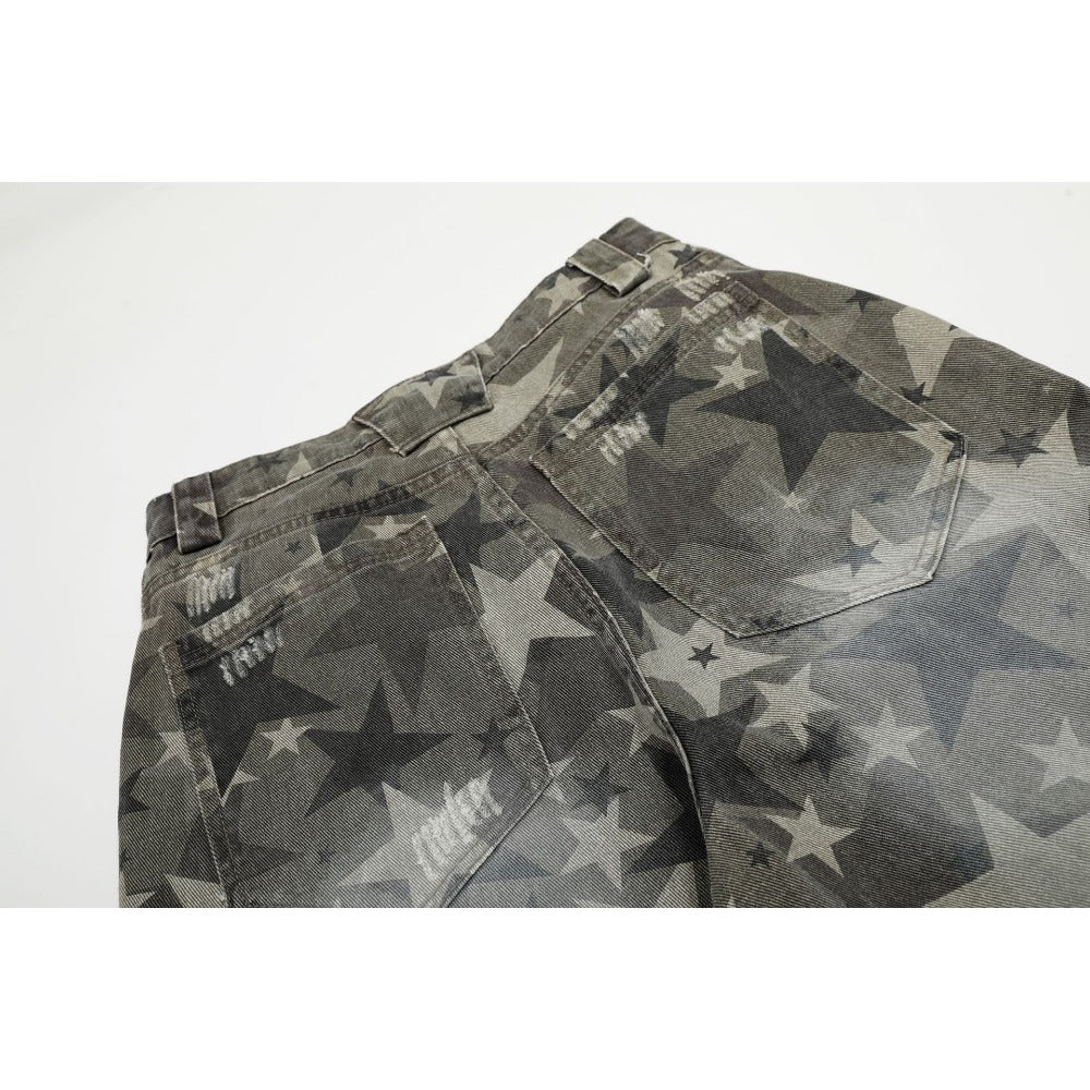 Star Pattern Camo Scimitar Jeans - Thrashink