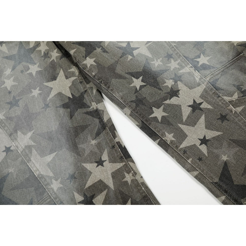 Star Pattern Camo Scimitar Jeans - Thrashink
