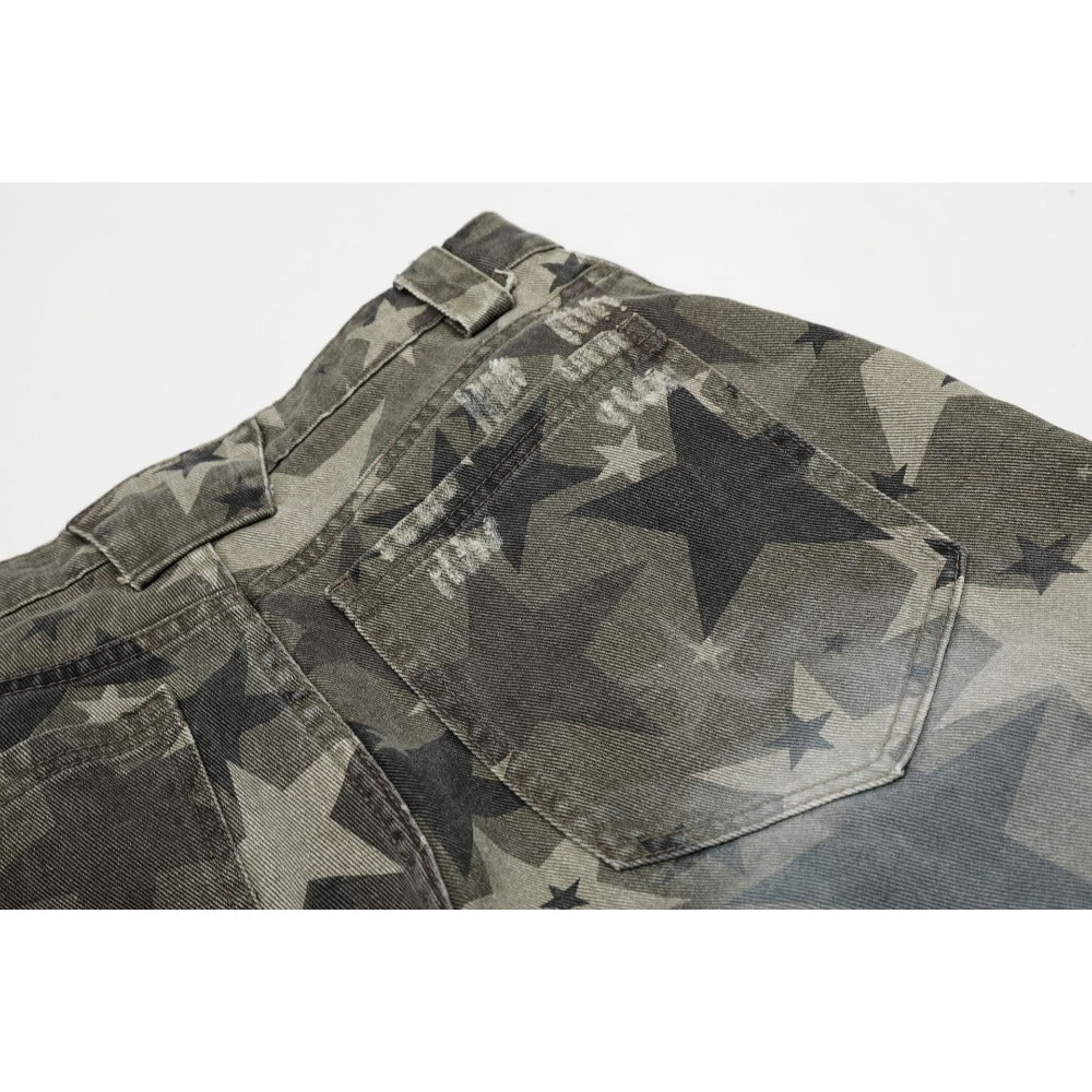 Star Pattern Camo Scimitar Jeans - Thrashink