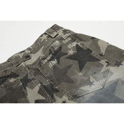 Star Pattern Camo Scimitar Jeans - Thrashink