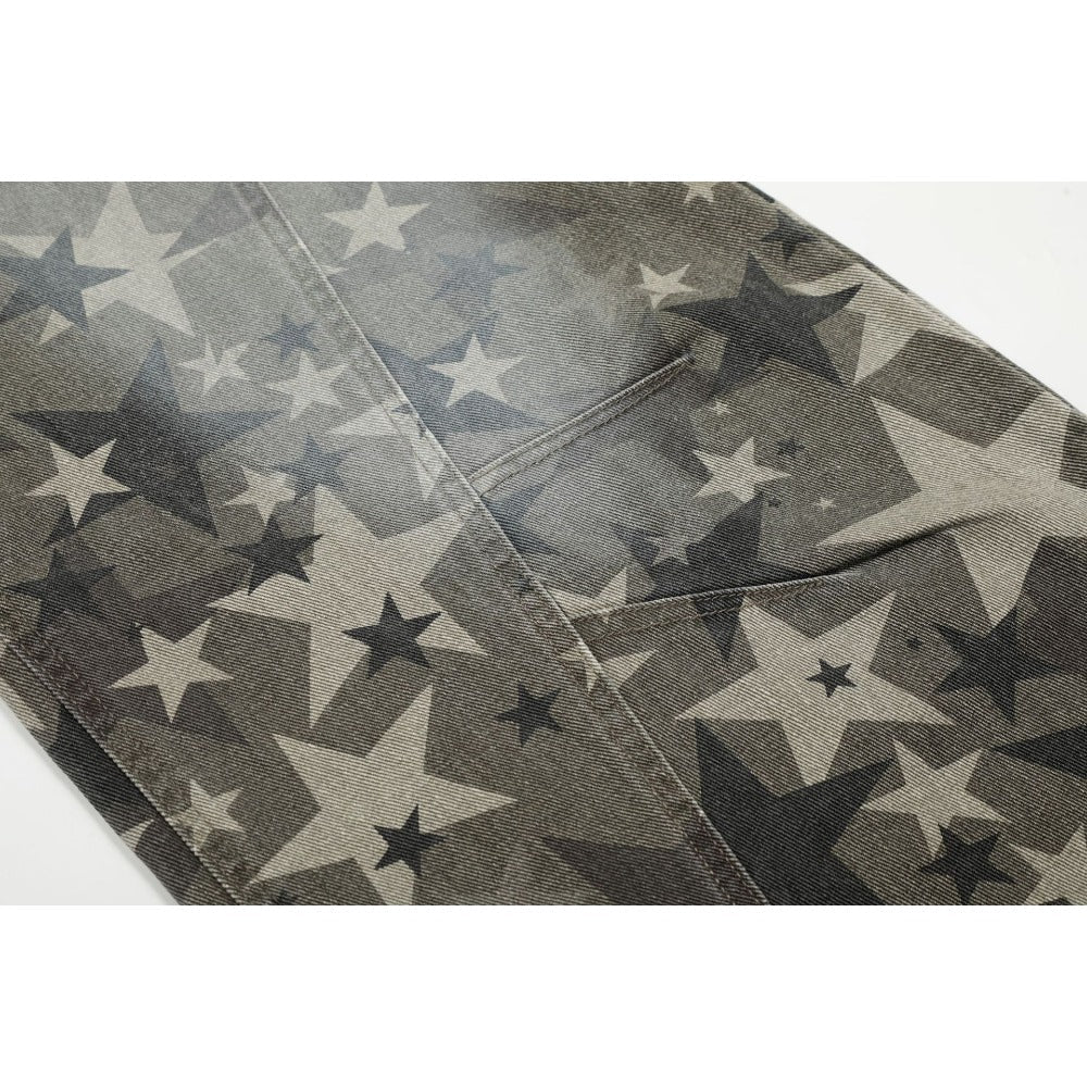 Star Pattern Camo Scimitar Jeans - Thrashink