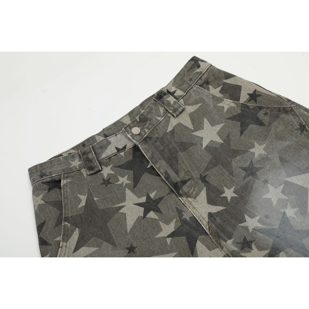 Star Pattern Camo Scimitar Jeans - Thrashink